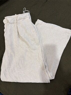 Primark Women's Light Beige Linen-Effect Drawstring Trousers